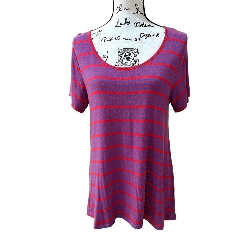 LuLaRoe Striped Red & Blue Classic T Short Sleeve Top Size S